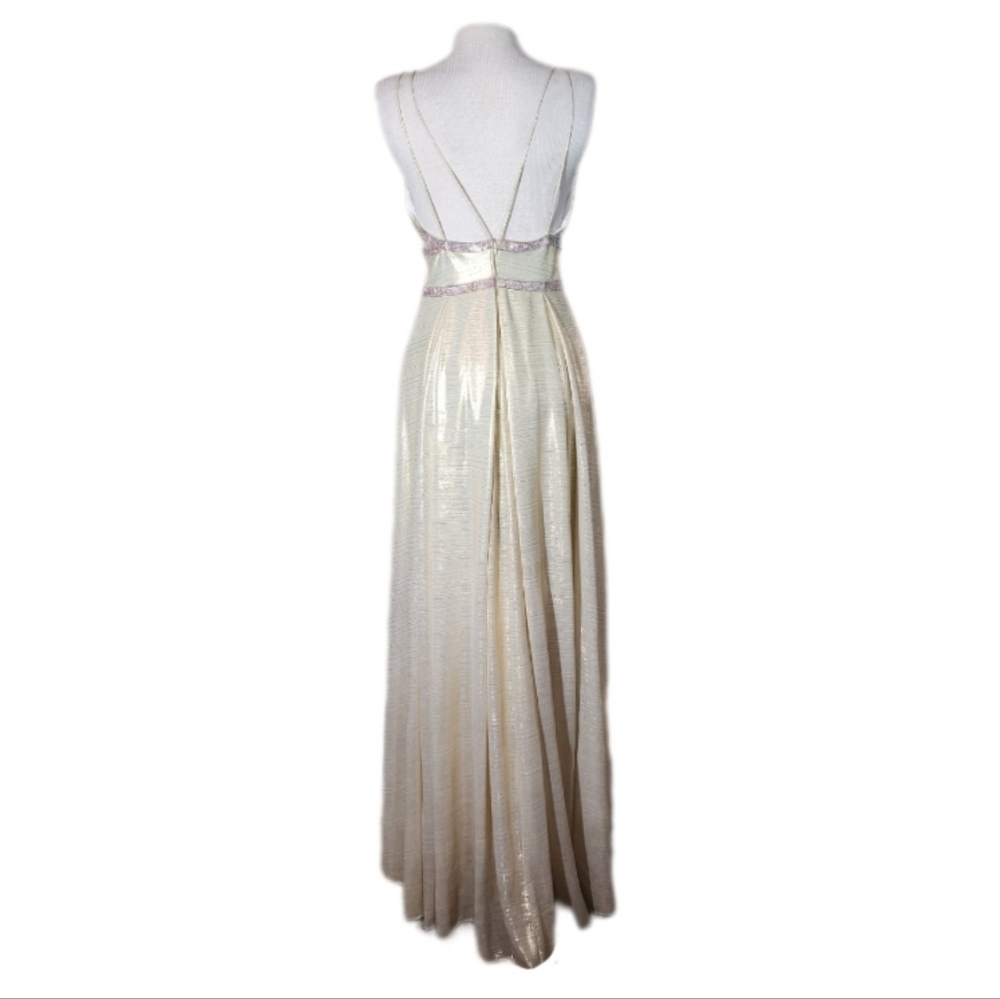 Camille Dress Metallic Sweetheart Rhinstone Maxi Champagne Plus Size 14 - Picture 9 of 17